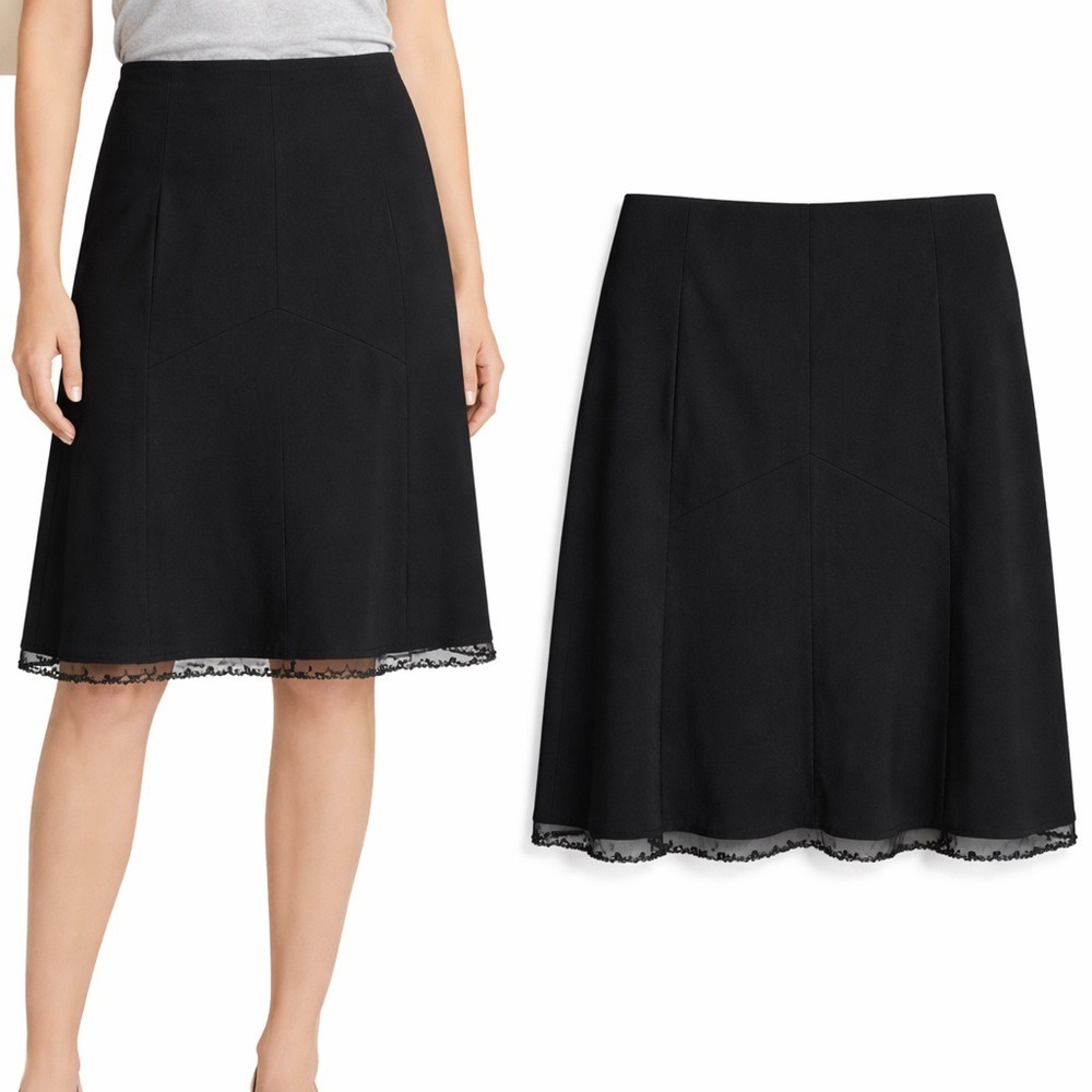 Lane Bryant Black A-Line Skirt Mesh Lace Trim Chevron‎ Seaming Mens Size 16 NWT